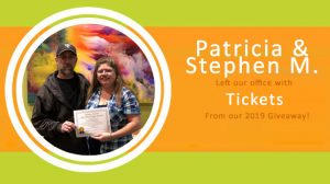 Patricia and Stephen M. tickets sundance-vacations-sweepstakes-giveaway-box