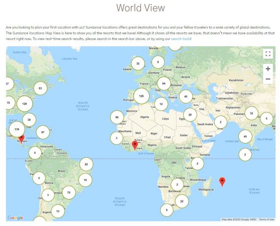 Sundance Vacations updated world map